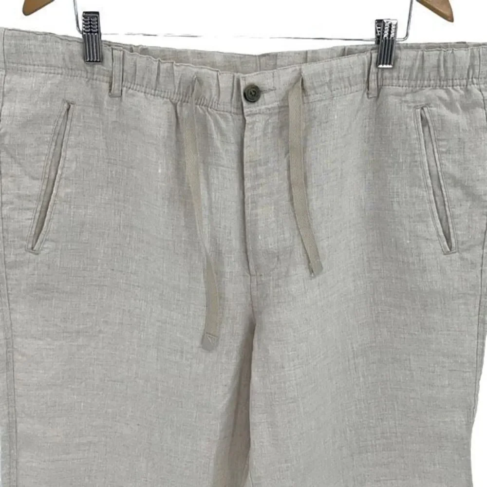 Tasso Elba Mens Linen‎ Drawstring Casual Trouser Pants Tan Size XXL